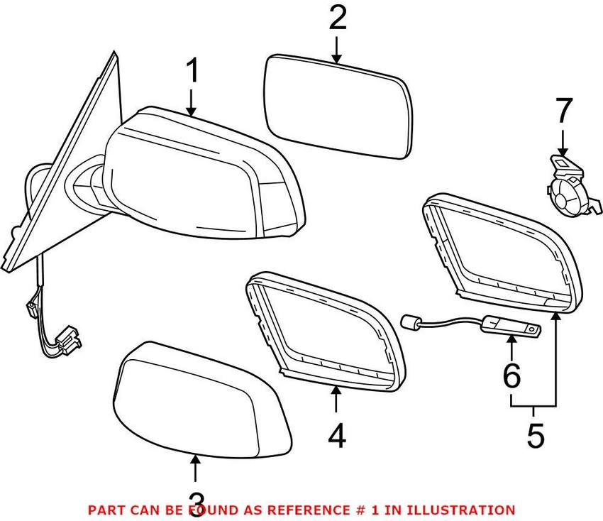 BMW Side Mirror Assembly - Driver Side 51167189509